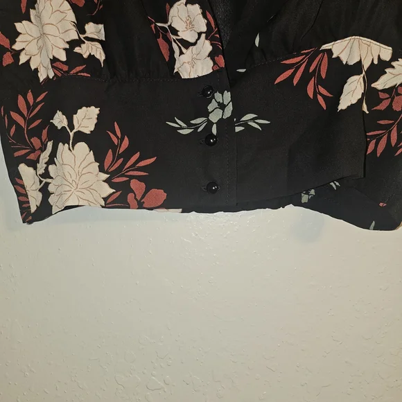Floral Black Rust Cream Color Crop Top by Fashion Nova - Picture 3 of 8